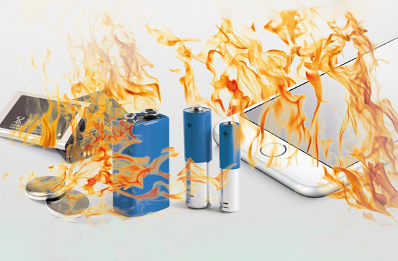 Smartphone, Batterien und Akkus stehen in Flammen