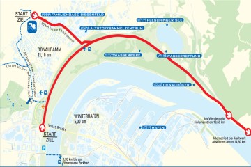 Plan der Laufstrecke Donaudamm von der Voestbrücke weg  
