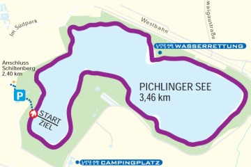 Plan der Laufstrecke rund um den Pichlingersee