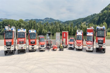 alle Einsatzfahrzeuge der Feuerwehr der LINZ AG