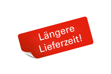 Aufkleber mit Aufdruck "Längere Lieferzeit!"