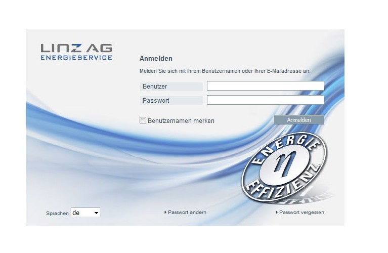 Login-Fenster für das Energieanalyse-Tool der LES