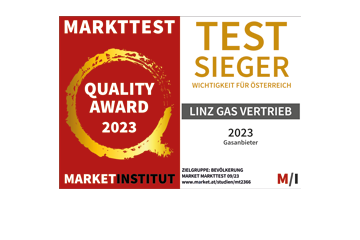 Gütesiegel vom market Instut für LINZ GAS Vertrieb als Top-Gasanbieter in Oberösterreich