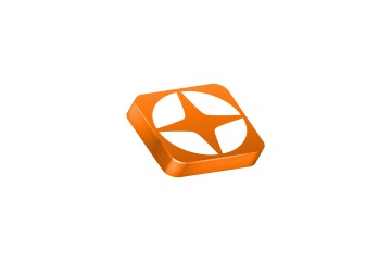 Abbildung von einem Orangenen Quadrat und einem stern in der Mitte auf weißem Hintergrund.