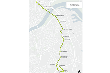 Open Street Map für die Linienführung der Obus-Linie 48