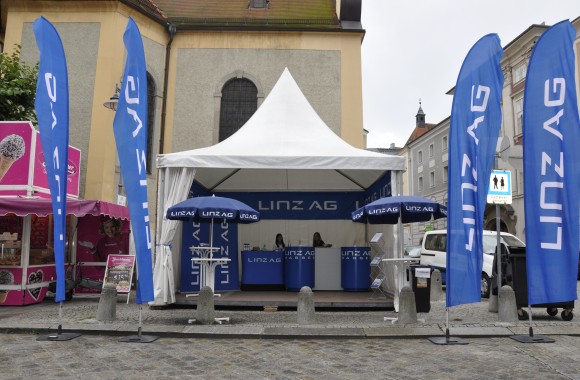 Das LINZ AG Zelt beim Kronefest.
