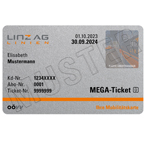Abbildung von einem LINZ AG Linien Mega Ticket.