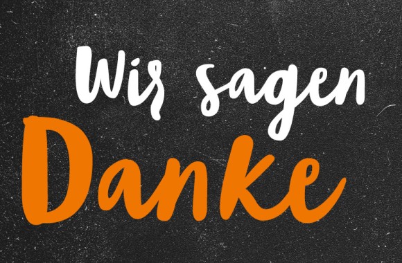 Bild mit dem Text: "Wir sagen Danke" als Einladung zur Gewinnspiel-Teilnahme.