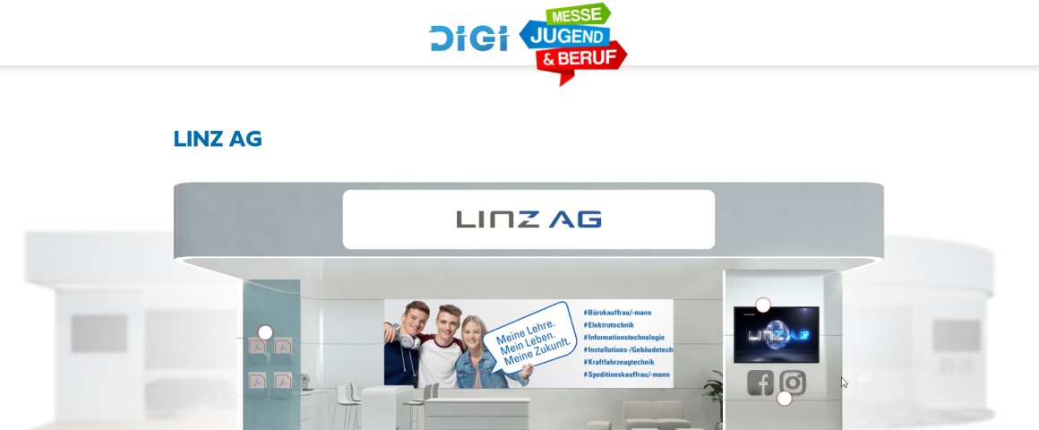 Abbildung des digitalen Messestands der LINZ AG