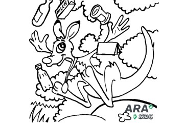 Ausmalbild von ARA4kids mit einem Känguru-Motiv