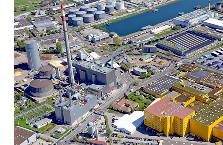 Luftbild des Fernheizkraftwert Linz-Mitte
