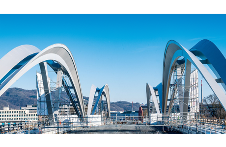 Neue Donaubrücke Linz in der Bauphase