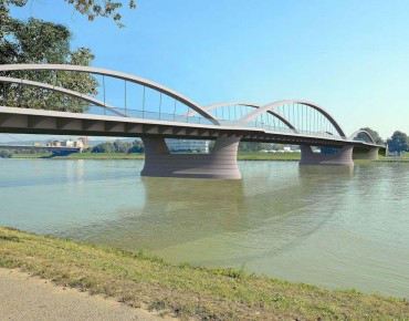 Standort Linzer Eisenbahnbrücke: Entwurf der Stadt Linz für die neue Donauquerung. Bild: Stadt Linz