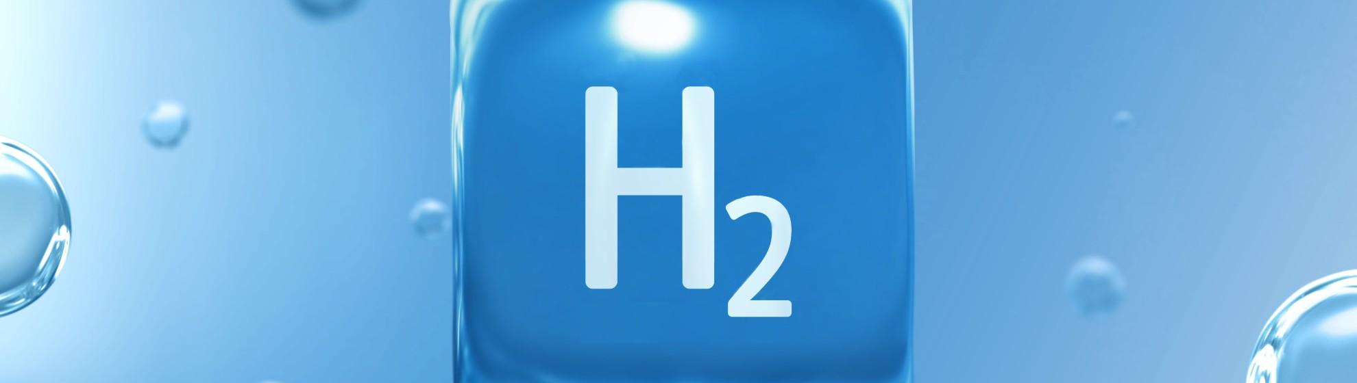 Bild eines Würfels mit der Aufschrift H2 im Wasser