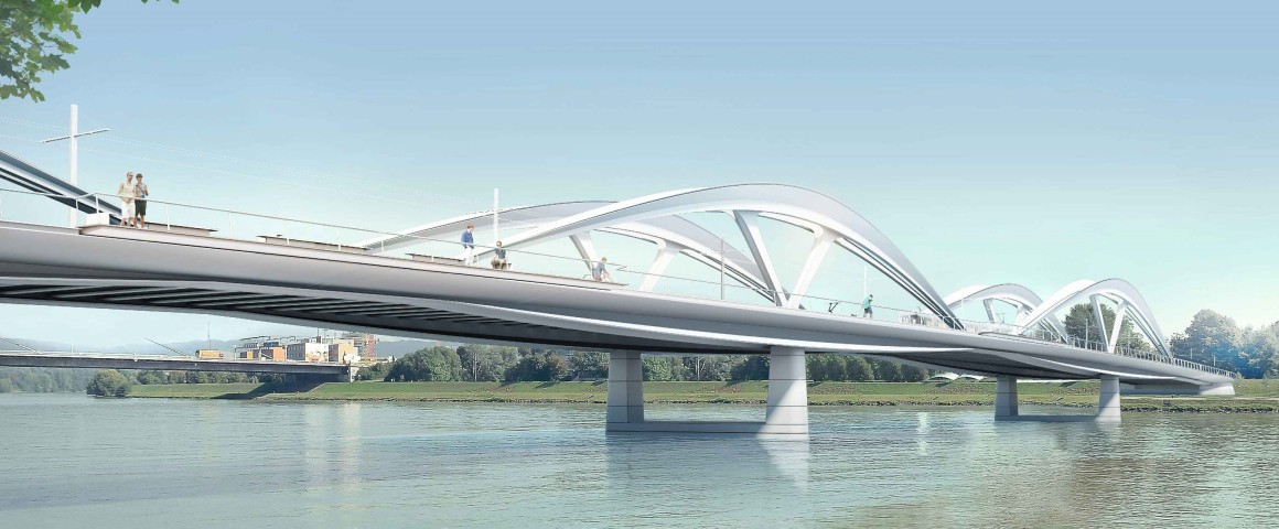 Visualisierung der neuen Donaubrücke Linz