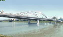 Visualisierung der neuen Donaubrücke Linz