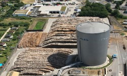 Luftbildaufnahme des Biomassekraftwereks der LINZ AG