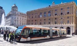 Der Linzer E-Bus wird in Genua getestet.