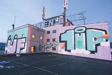 LINZ AG Hafen Gebäude mit Grafitti