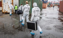 Containerterminal bei Drehaufnahmen von Soko