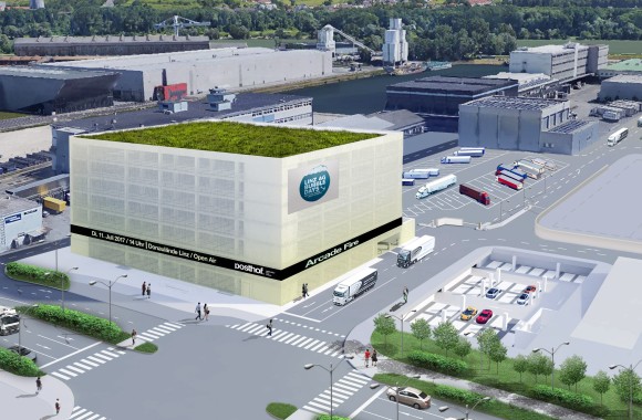 Rendering der neuen Hochgarage am LINZ AG Hafen Fotonachweis: schneider-consult