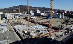 Baustelle Parkdeck im LINZ AG HAFEN. Ab Frühjahr 2020 stehen im Linzer Hafen über 600 neue Parkplätze zur Verfügung. 