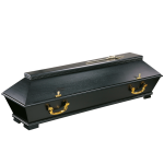 schwarzer Sarg mit goldenen Griffen schwarzer Sarg mit goldenen Griffen
