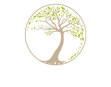 Ein rundes Symbol mit einem Baum, der die Blätter verliert