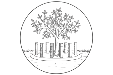 illustrierter Baum mit Gräber rundherum