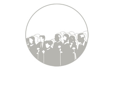 Ein rundes Symbol mit angedeuteter Menschengruppe