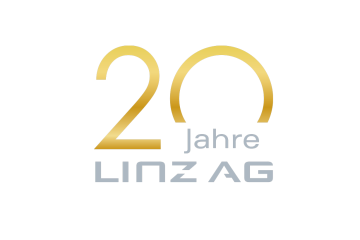 goldene 20 mit Aufschrift Jahre und LINZ AG Logo