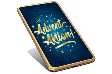Smartphone mit Aufschrift "Advents Aktion!"