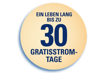 Badge "Gratisstromtage ein Leben lang!"