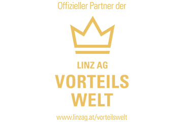 Schriftzug "Offizieller Partner der LINZ AG Vorteilswelt"