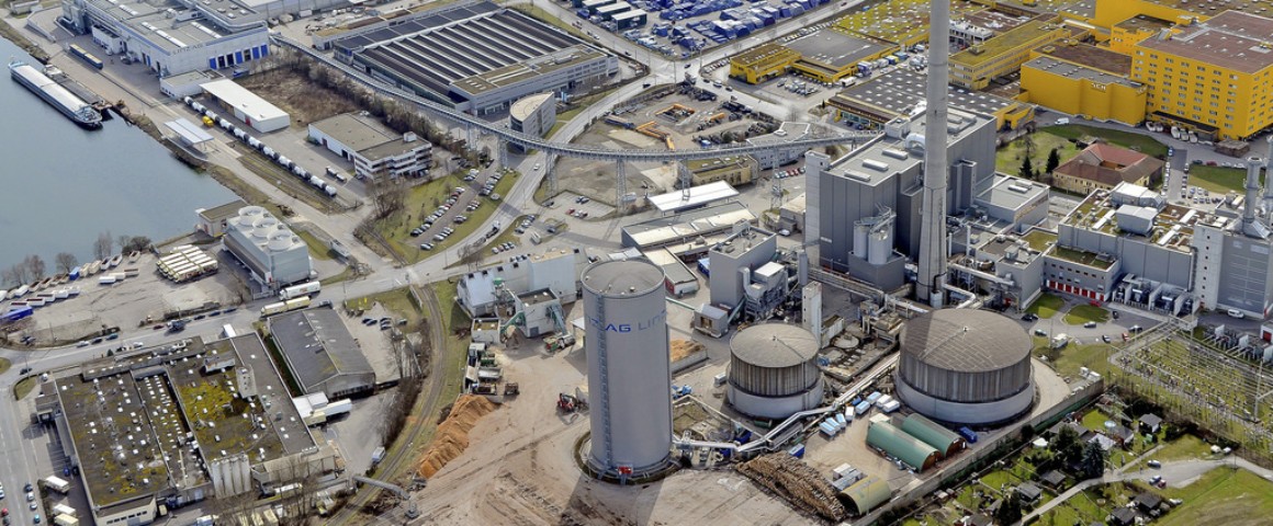 Luftbildaufnahme des Fernheizkraftwerkes Linz Mitte