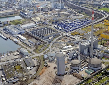 Luftbildaufnahme des Fernheizkraftwerkes Linz Mitte